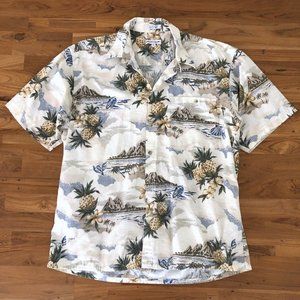 PIERRE CARDIN Men's Tropical Pineapple Casual  Shirt Large